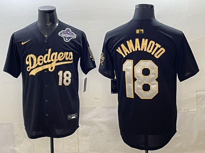 Men 2026 Nike Los Angeles Dodgers #18 Yamamoto Black Game MLB Jersey 022